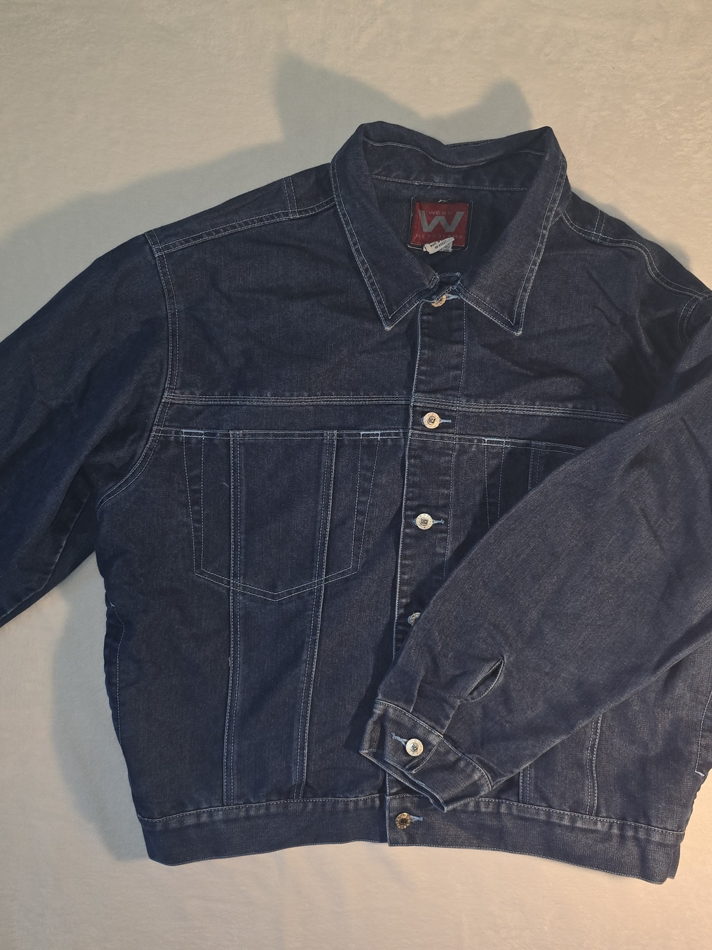 Webs Jean Jacket Mens 2XL Blue Denim Button Up Trucker Vintage Y2K